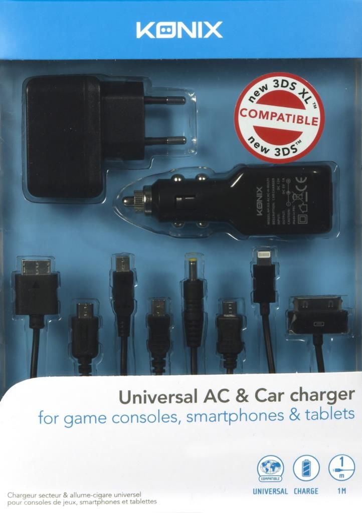Konix 61881179127 mobile device charger Portable gaming console, Smartphone, Tablet Black AC, Cigar lighter Auto, Indoor – image 1