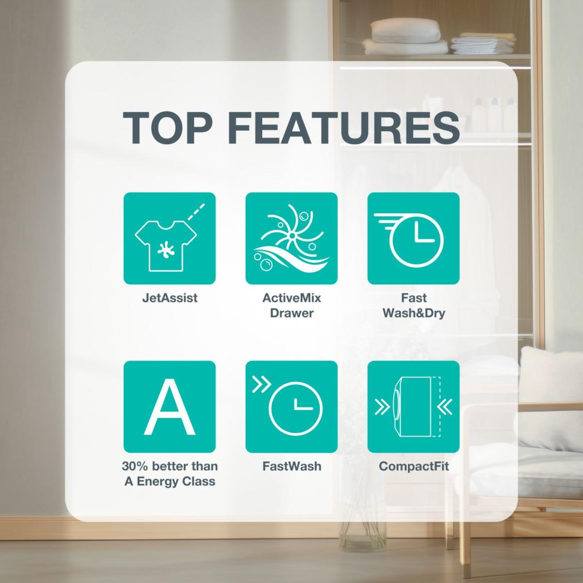 Gorenje Vaske‐/tørremaskine (8/5 kg) med SteamTech for friskere tøj, Inverter PowerDrive for støjsvag drift og Wash & Dry 59’ til hurtige resultater. Vask og tø – image 3