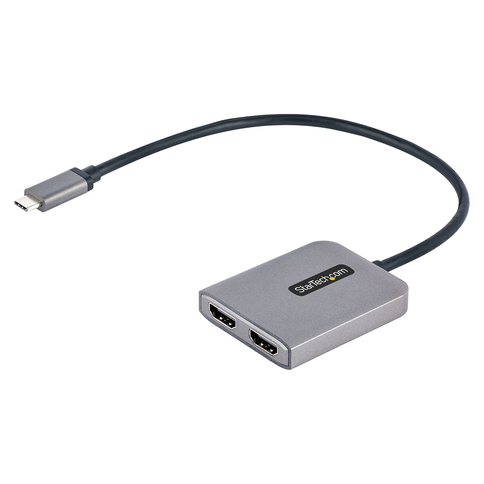 StarTech.com USB-C till Dual HDMI MST HUB - Dual HDMI 4K 60 Hz - USB Typ C-multibildskärmsadapter för bärbar dator med 30 cm kabel - DP 1.4 Multi-Stream Transport Hub - USB-C till HDMI-splitter