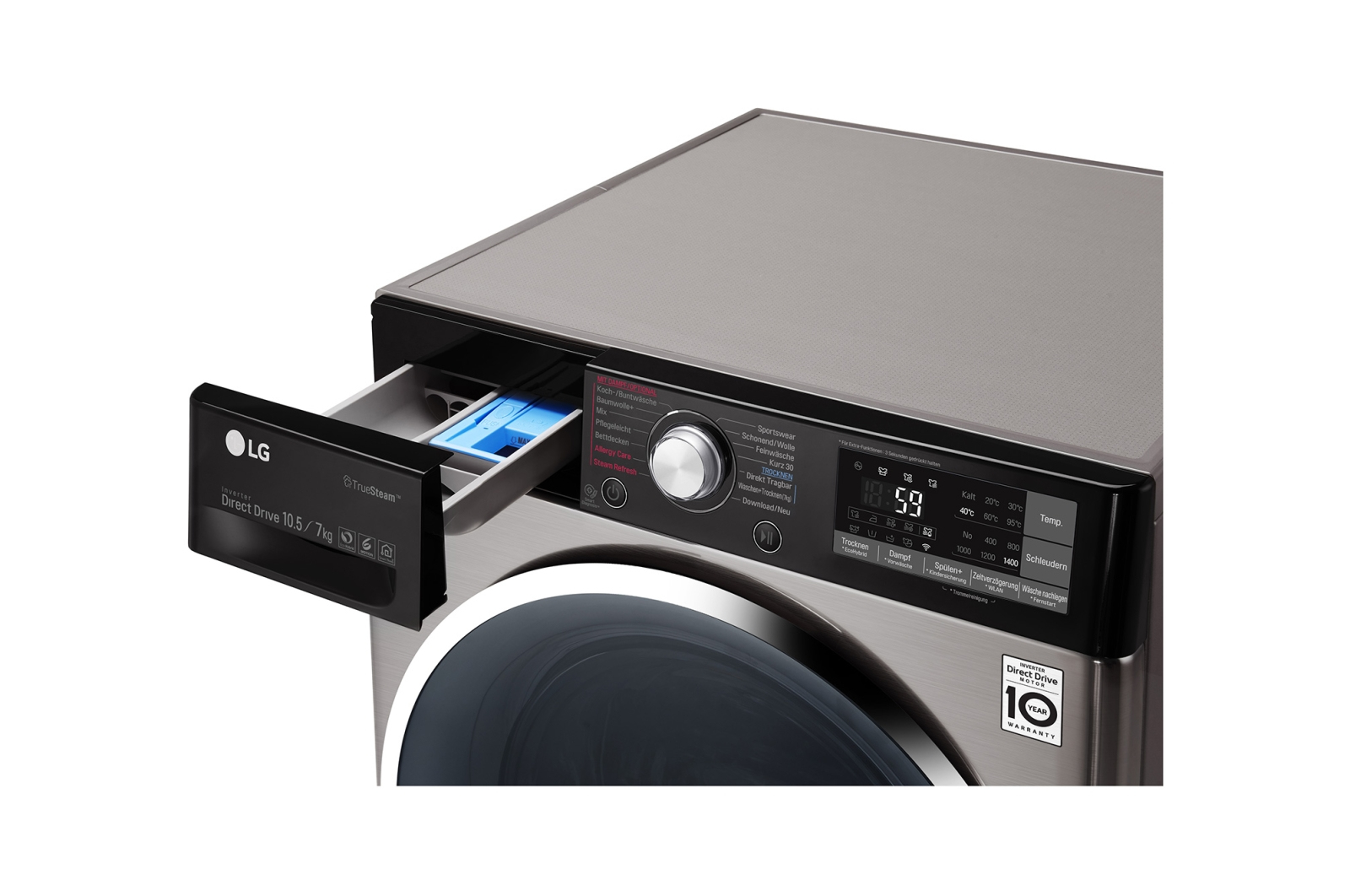 LG F14WD107TH6 washer dryer Freestanding Front-load Black, Stainless steel – image 5