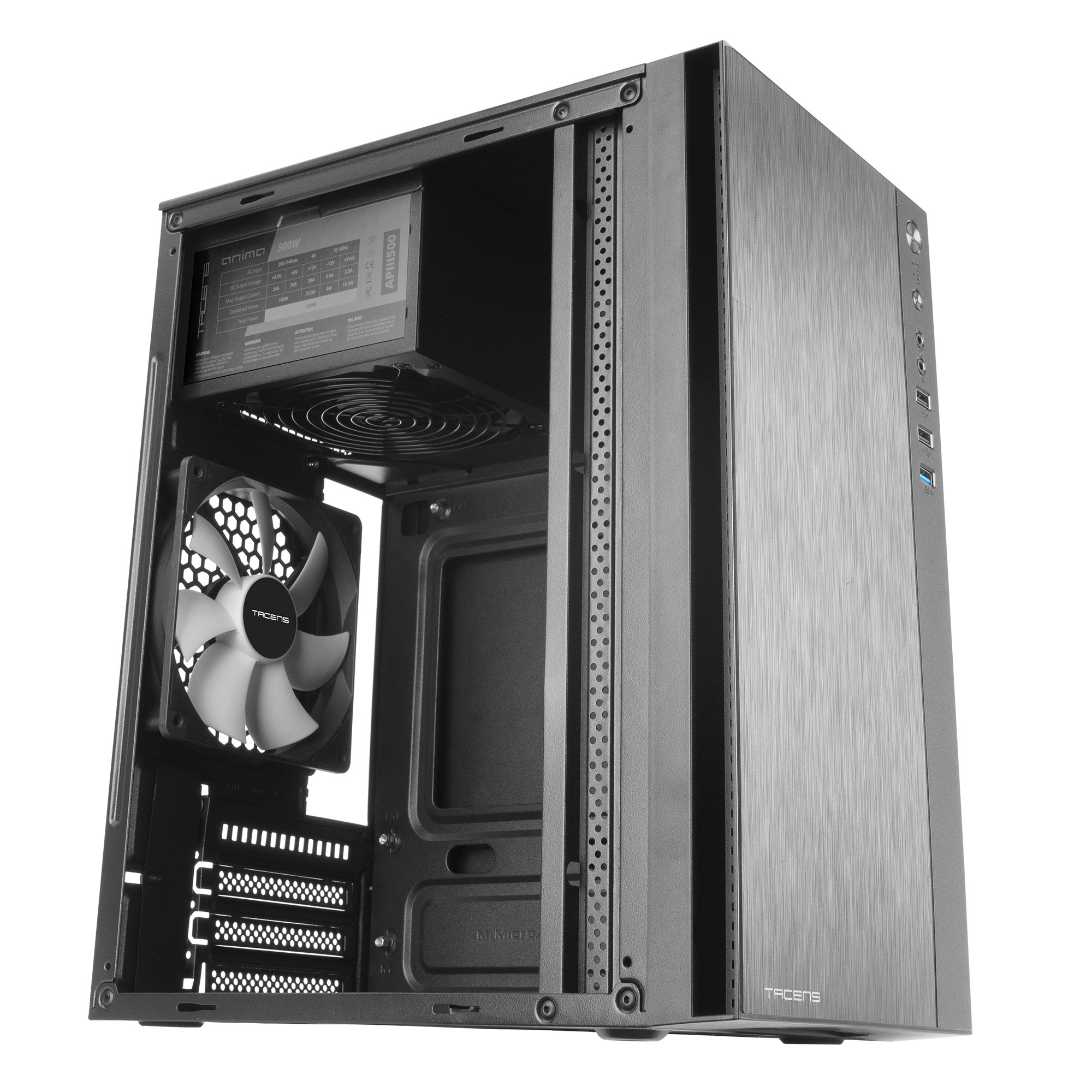 Tacens Anima ACX500 Mini Tower Micro ATX PC Case 12cm Fan 500W Power Supply USB 3.0 Black image 4