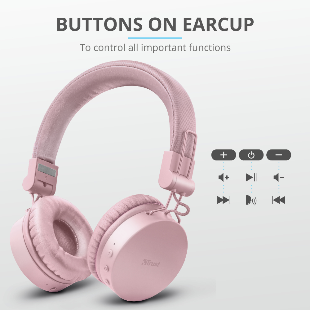 Trust 23910 headphones/headset Wired & Wireless Head-band Music Micro-USB Bluetooth Pink – image 5