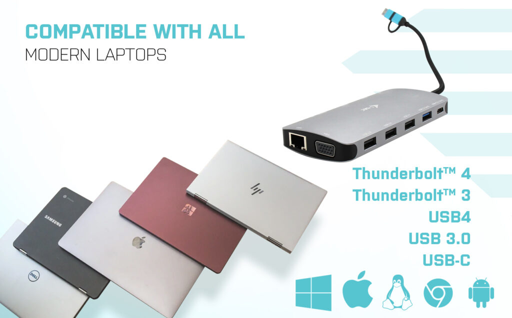 i-tec USB 3.0 USB-C/Thunderbolt 3x Display Metal Nano Dock with LAN + Power Delivery – image 6