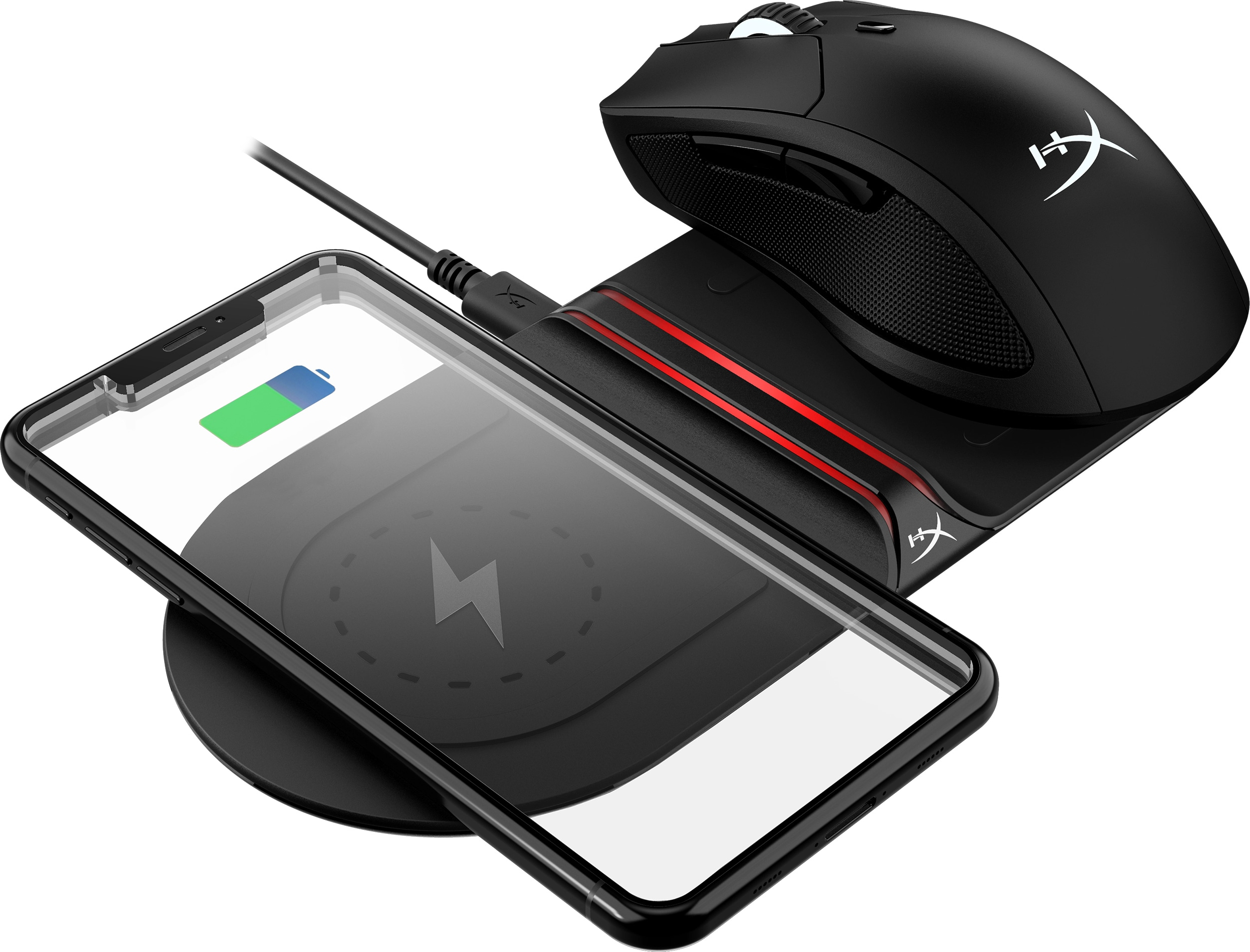 HyperX ChargePlay Base Hörlurar, Mus, Smartphone Svart AC, USB Trådlös laddning inomhus