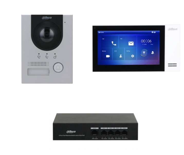 Kit de Videoportero Dahua KTP01L - Monitor - 7" - Frente de Calle - 2MP - Switch - 5 Puertos - DHI-KTP01L(S)