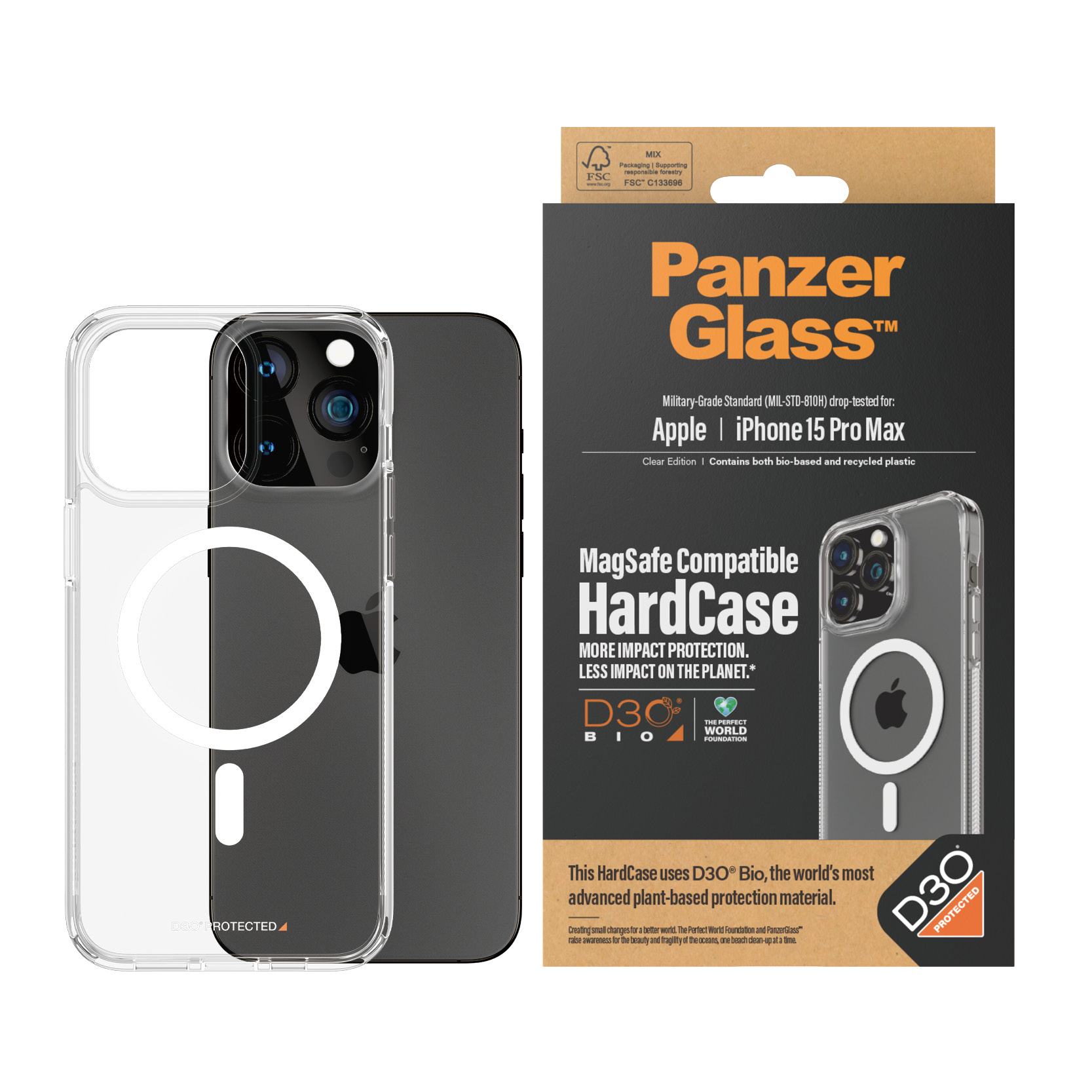 PanzerGlass® HardCase Transparent w. White MagSafe & D3O® iPhone 15 Pro Max – image 2