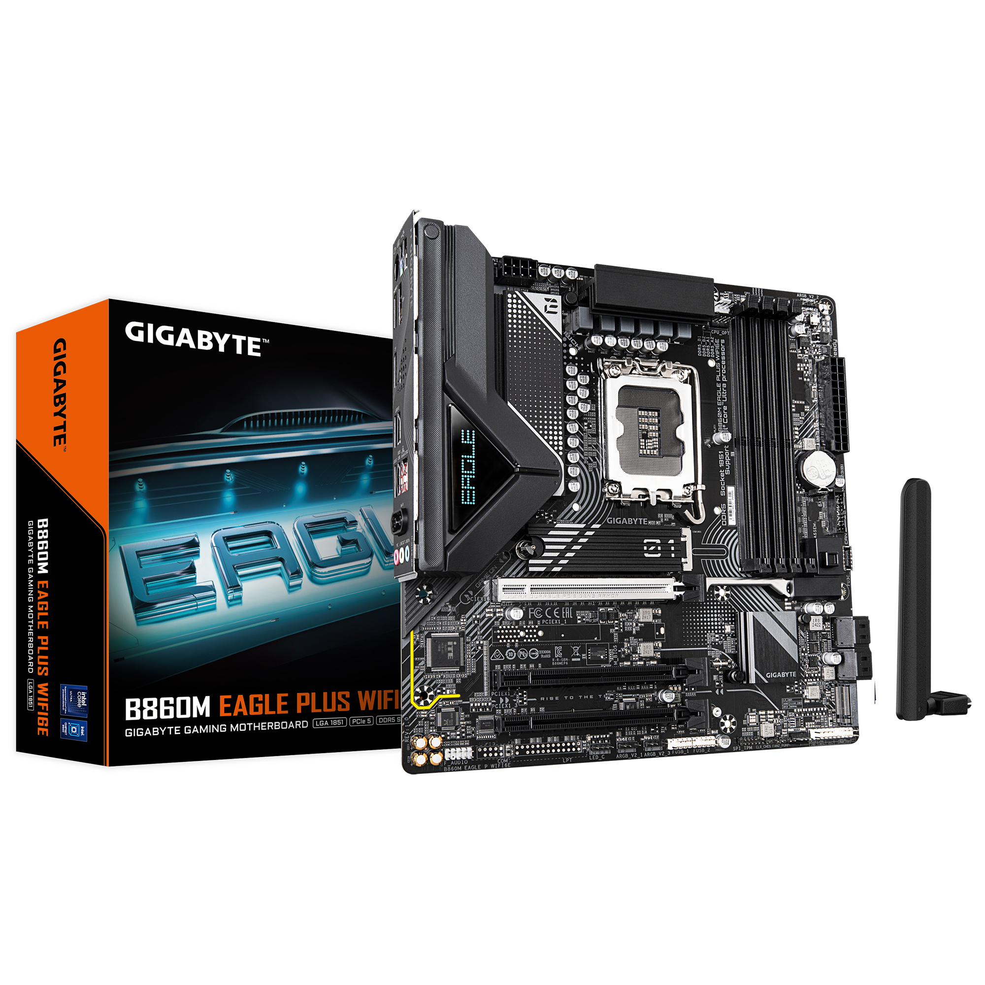 Tarjeta Madre Gigabyte B860M EAGLE PLUS WIFI6E - Socket 1851 - 4xDDR5 - 5600/7400(OC)/9066(OC)MHz - HDMI - DisplayPort - Micro ATX - B860M EAGLE P WIFI6E