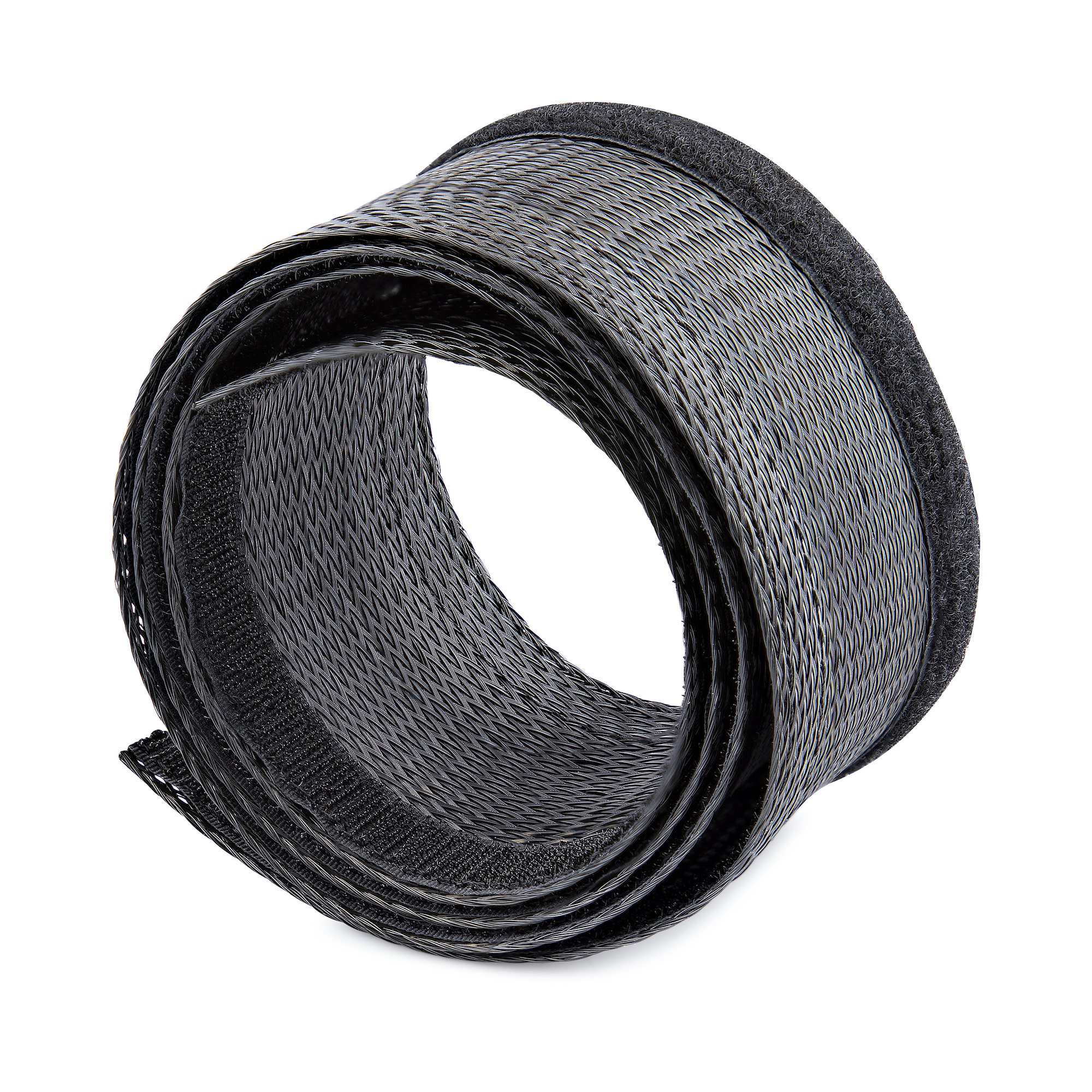 StarTech.com 10ft (3m) Cable Management Sleeve, Trimmable Heavy Duty Cable Wrap, 1.2" (3cm) Dia Polyester Mesh Computer Cable Manager/Protector/Concealer - Black Cord Organizer/Hider, Floor Cable Cover, Wire Wraps (WKSTNCMFLX) - Cable management sleeve - black - 3 m