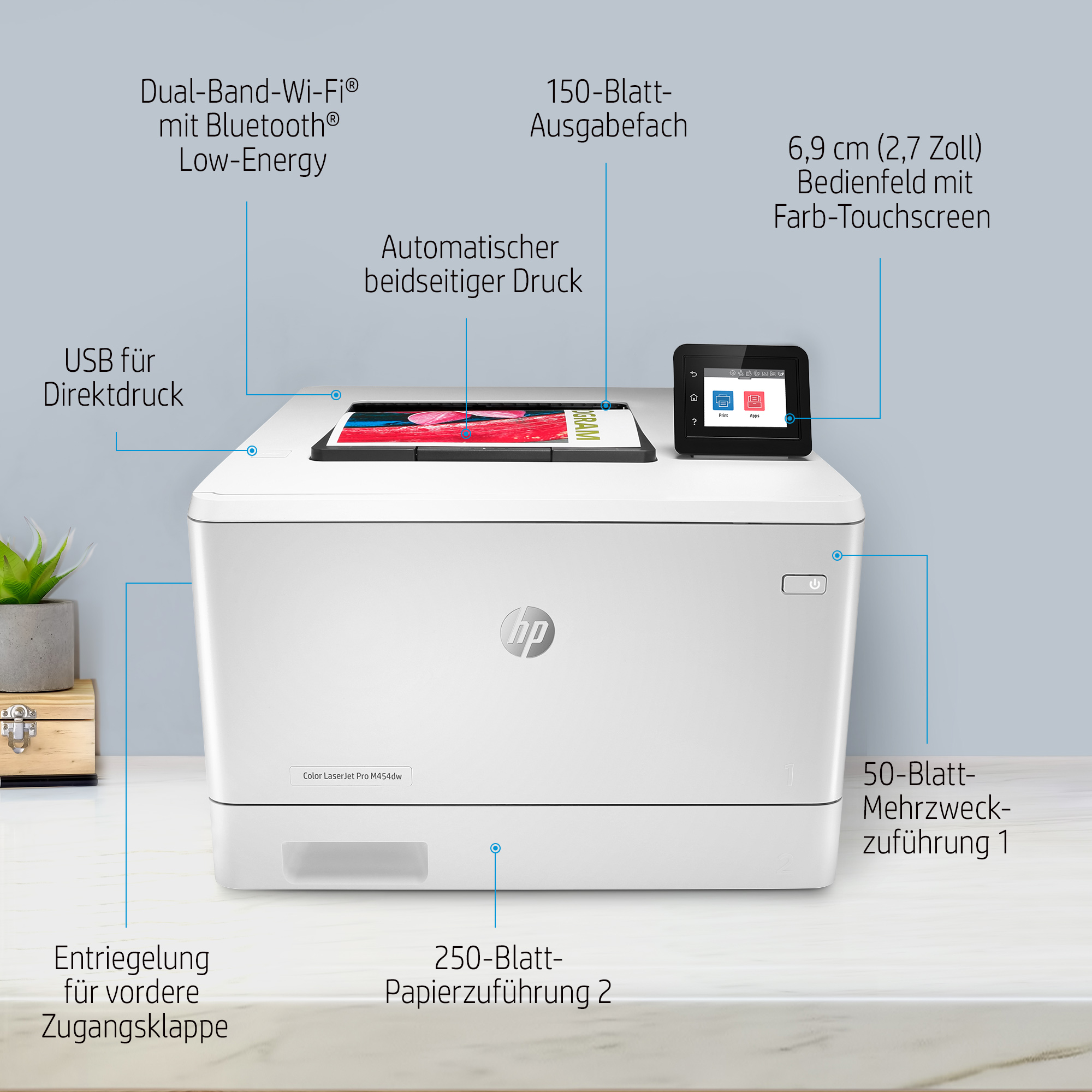 HP LaserJet Pro M454dw Wireless Color Printer, Duplex. Print technology: Laser, Maximum resolution: 600 x 600 DPI, Print s