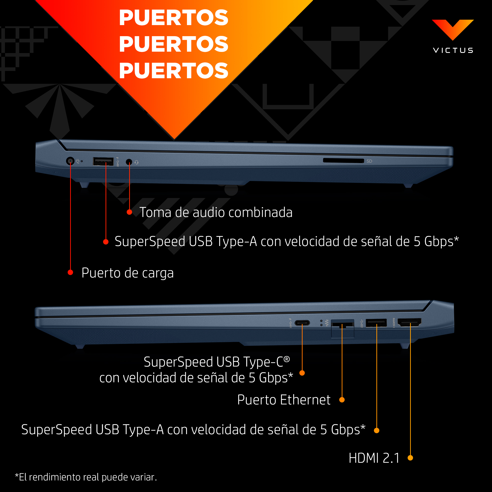 HP - Portátil Gaming HP VICTUS 15-fa0056ns, i7, 16GB, 512GB SSD, Nvidia GeForce RTX 3050 4GB, 15,6', Sin SO. - imagen 5