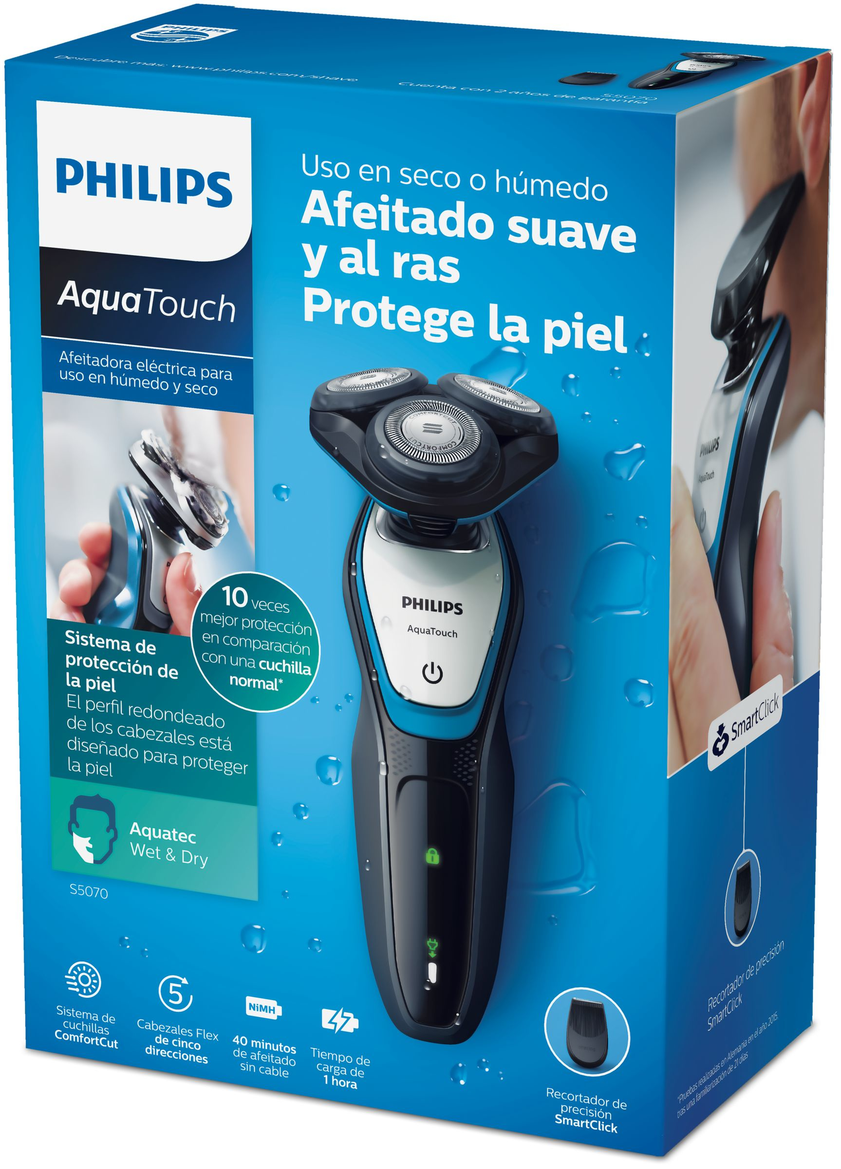 Philips AquaTouch S5070/02 men's shaver Rotation shaver Trimmer Blue, Charcoal – image 2