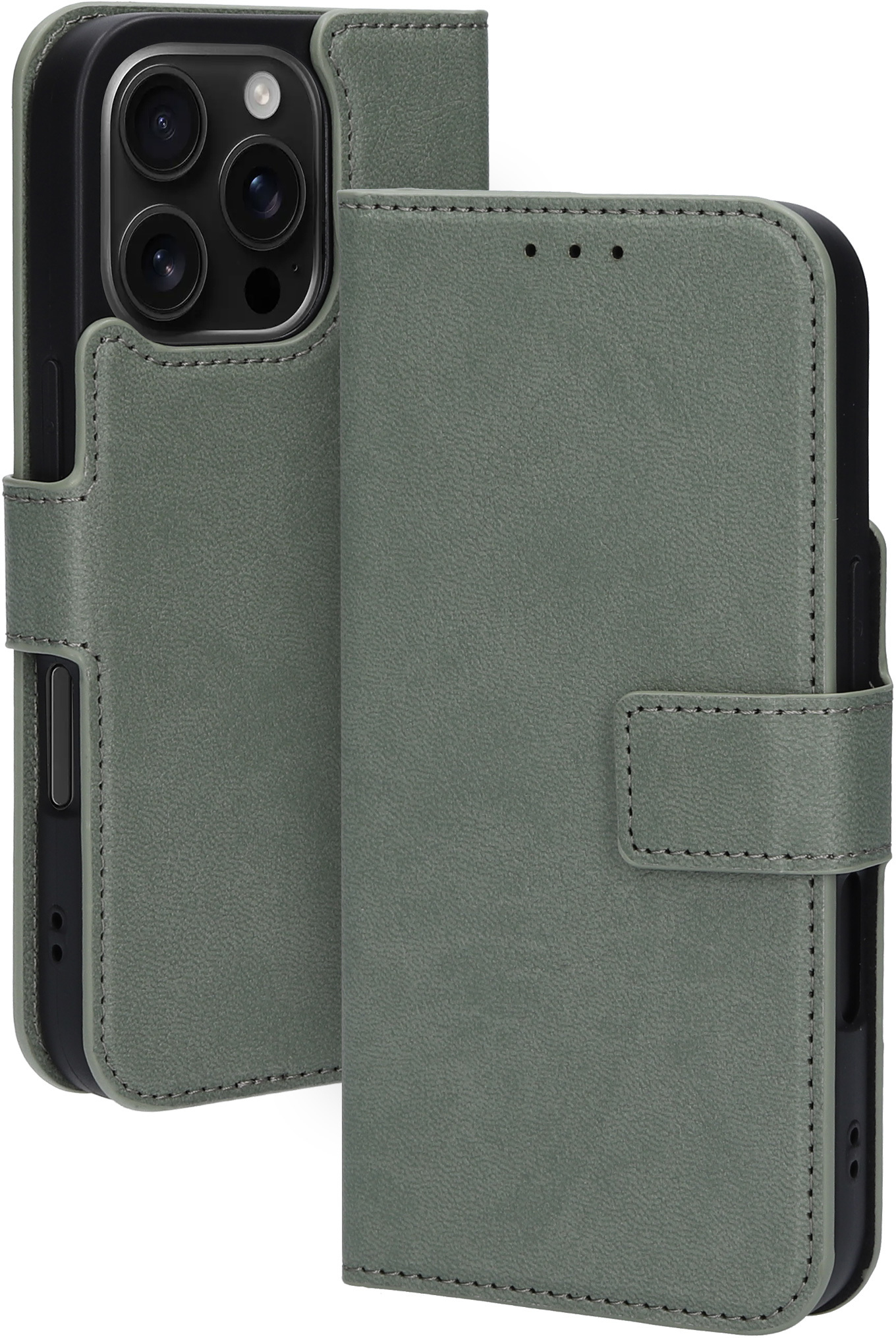 Mobiparts Classic Wallet Case Apple iPhone 16 Pro Stone Green (MagSafe Compatible)