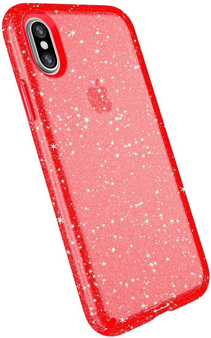 Speck iPhone X - Presidio Clear + Glitter - Firework Red W/ Gold Glitter – image 1