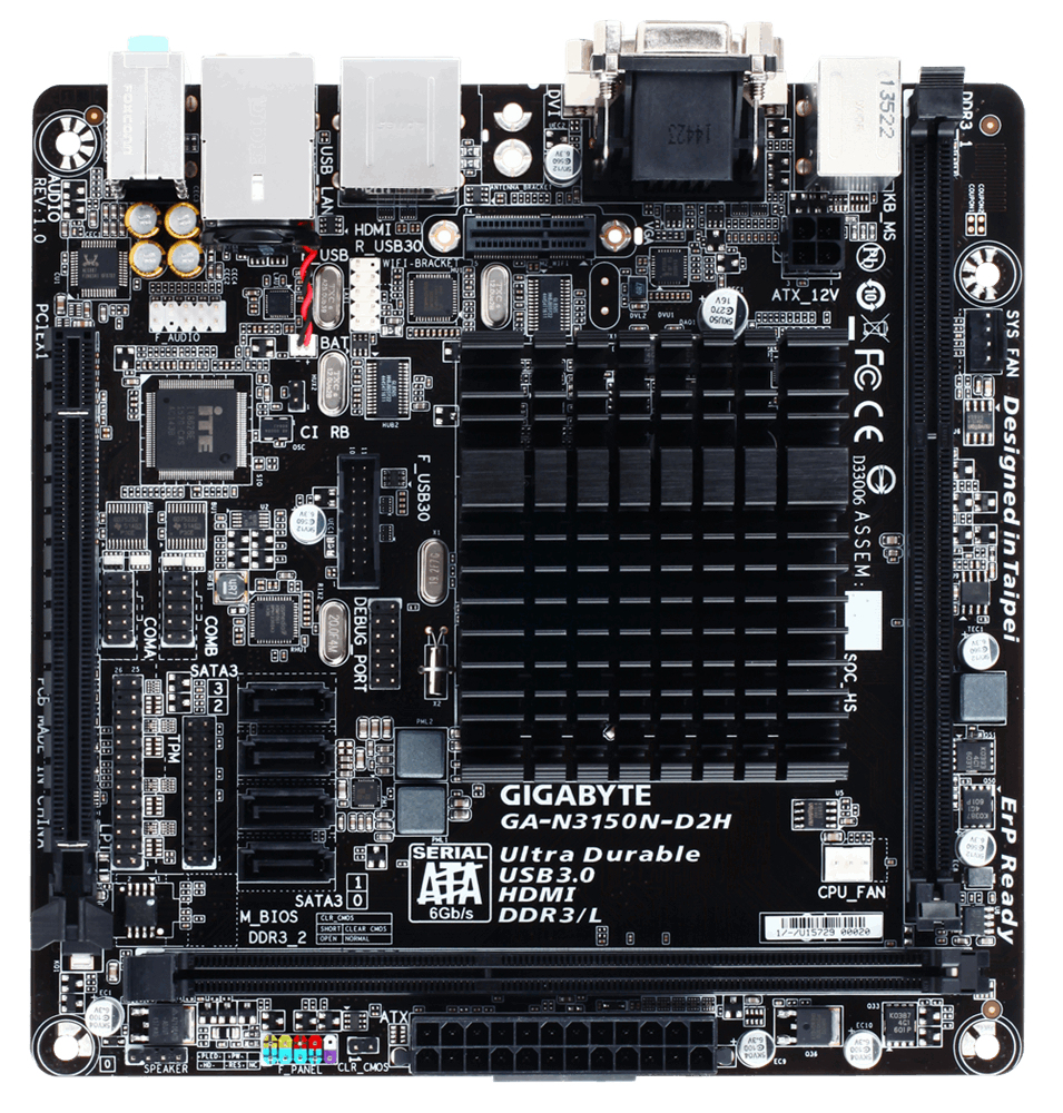 GIGABYTE GA-N3150N-D2H motherboard mini ITX – image 1