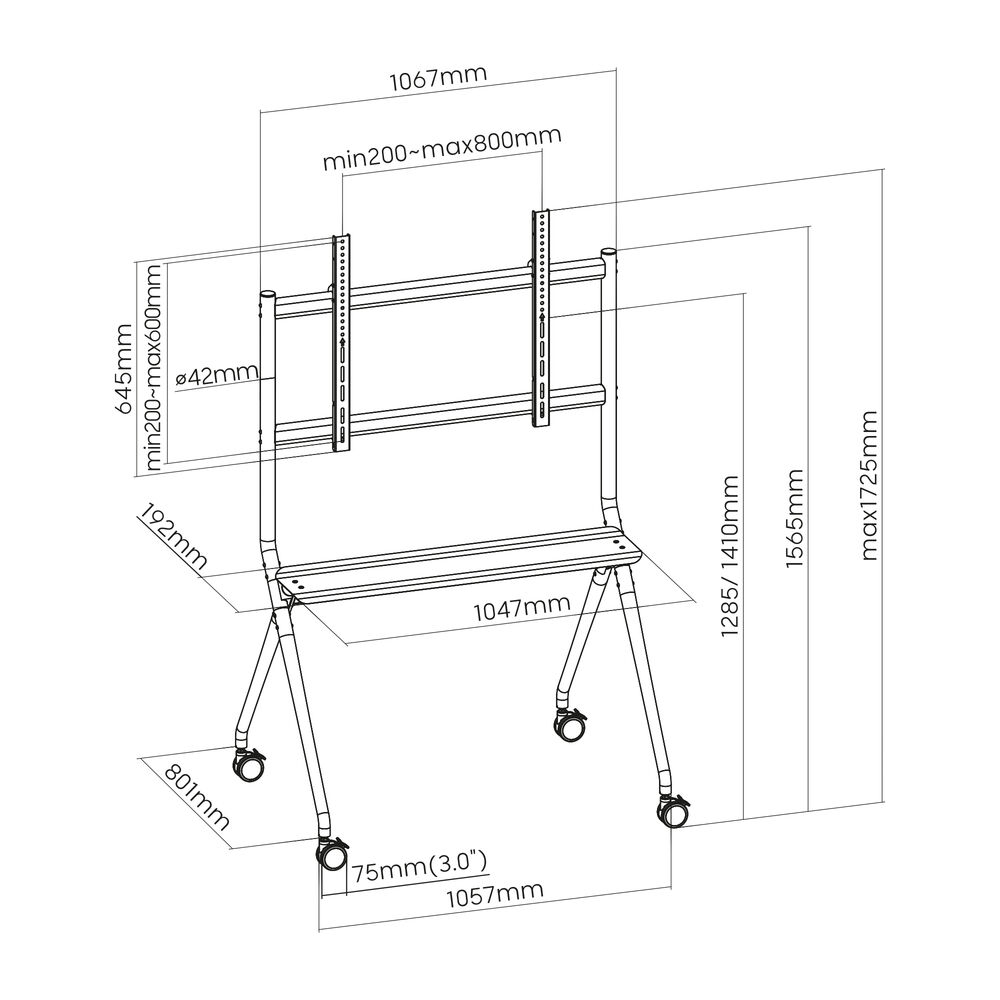ACT Mobile TV/monitor floor stand, 50” to 86”, VESA – image 9