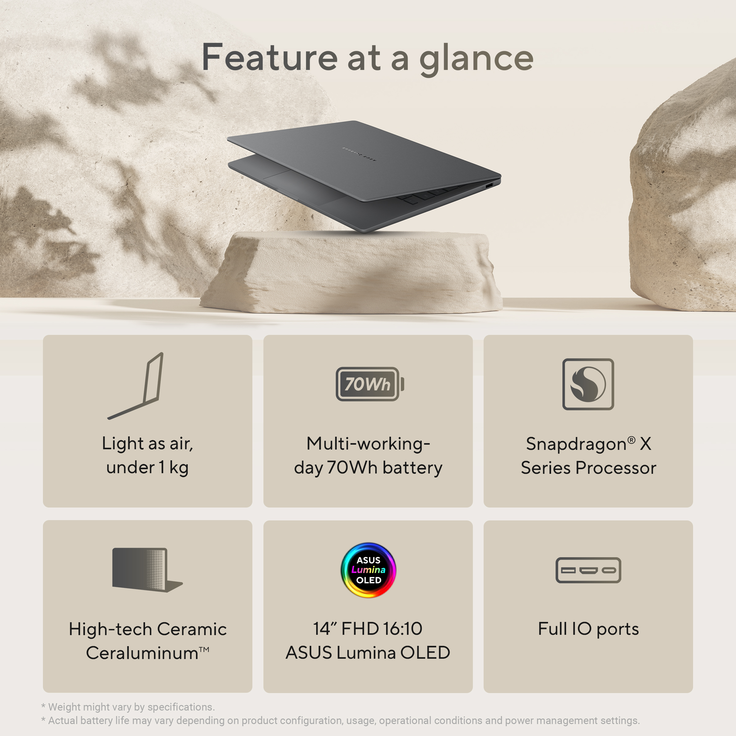 ASUS Zenbook A14 UX3407QA-QD237W Copilot+ PC Snapdragon X1-26-100 Laptop 35.6 cm (14″) WUXGA 16 GB LPDDR5x-SDRAM 1 TB SSD Wi-Fi 6E (802.11ax) Windows 11 Home Dutch Grey image 26