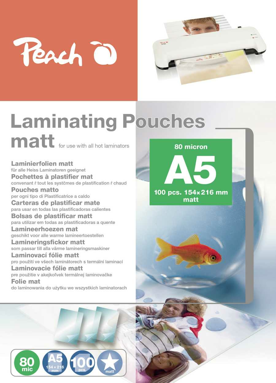 Peach S-PP580-30 pellicola per plastificatrice 100 pz
