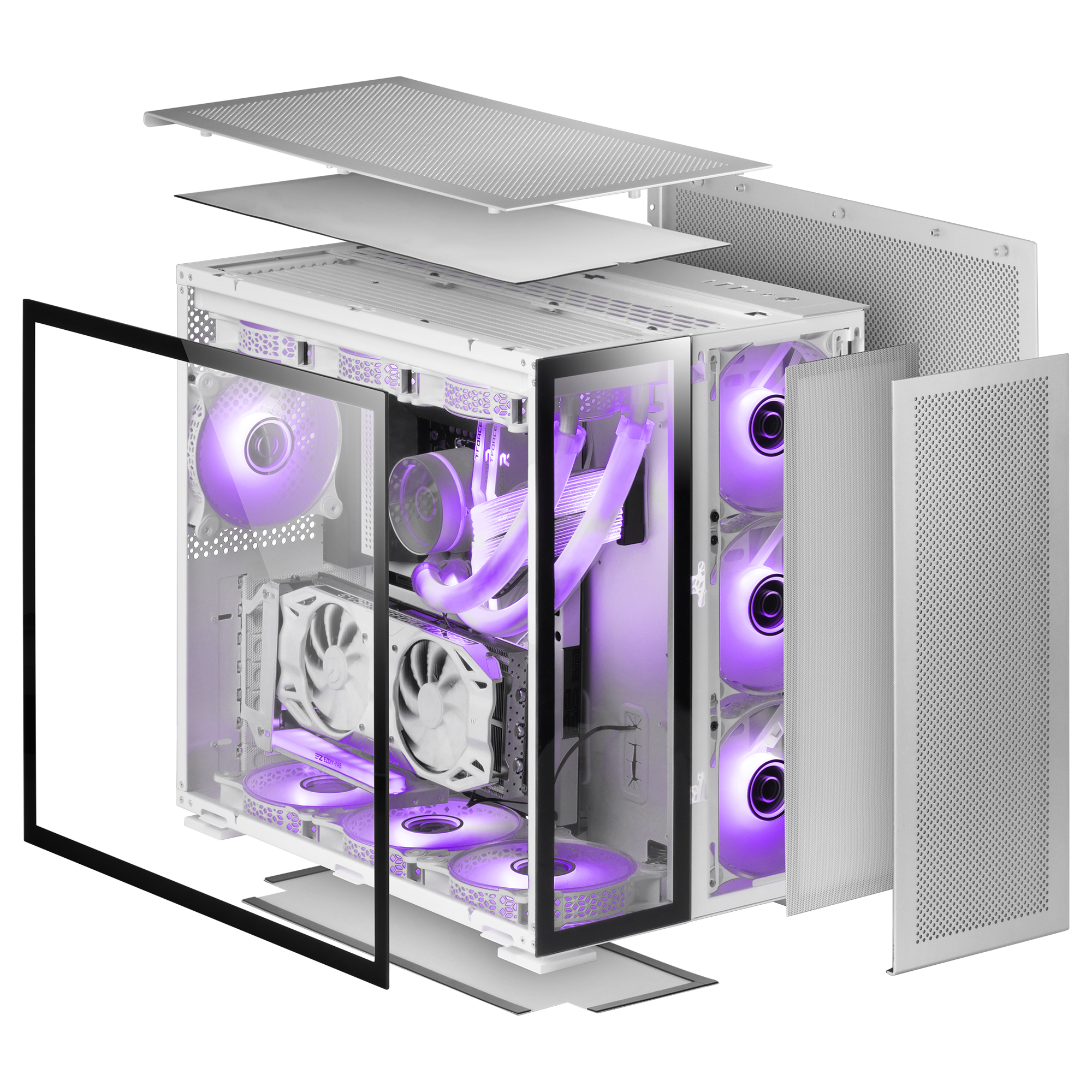 Mars Gaming MC-NOVA Custom XXL E-ATX Gaming Tower Aerospace Aluminium Full Double Tempered Glass Window Dual Chamber Frame USB-C – image 2