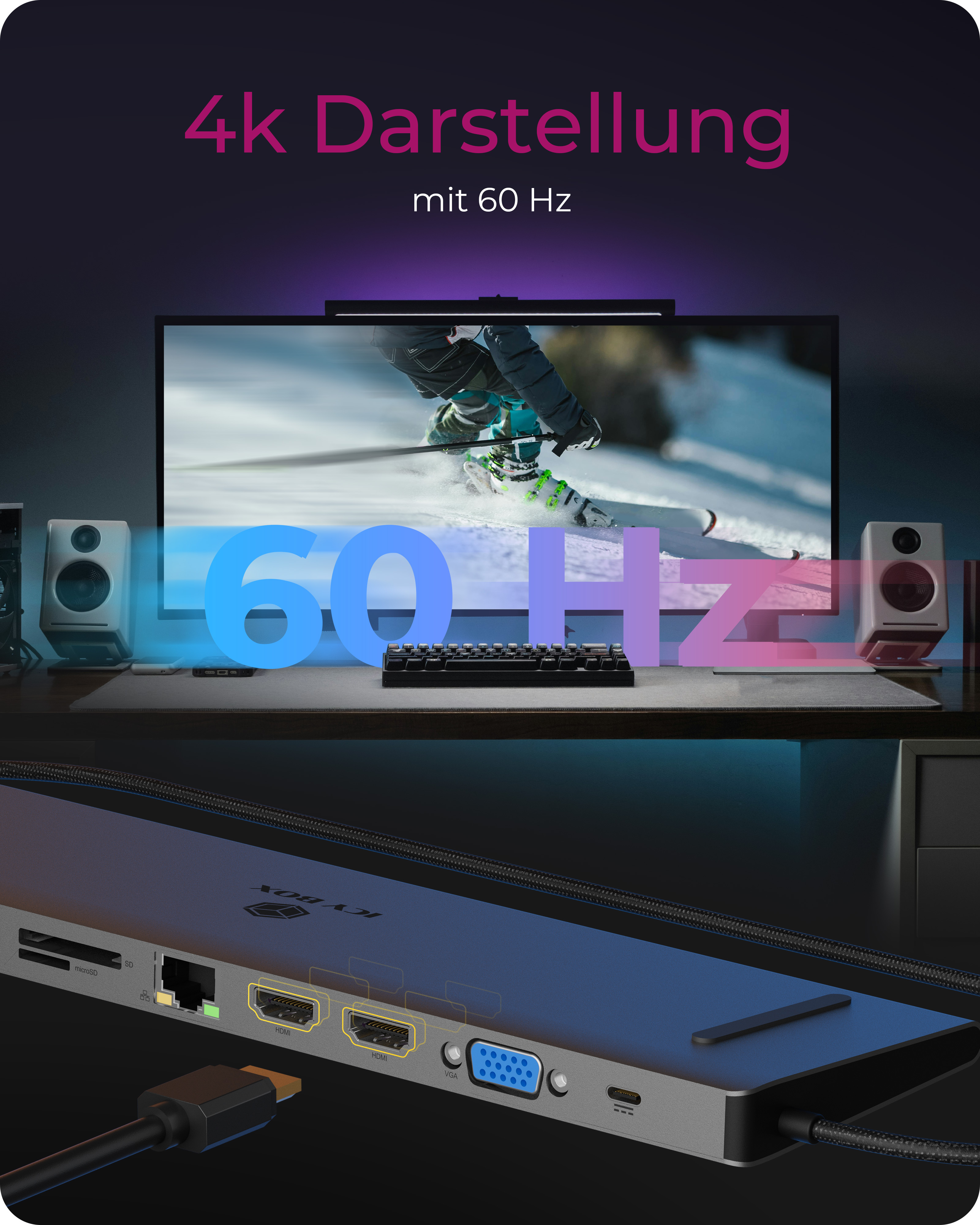 Dockingstation IcyBox USB-C   -> HDMI/VGA/USB-A/USB-C/3,5mm