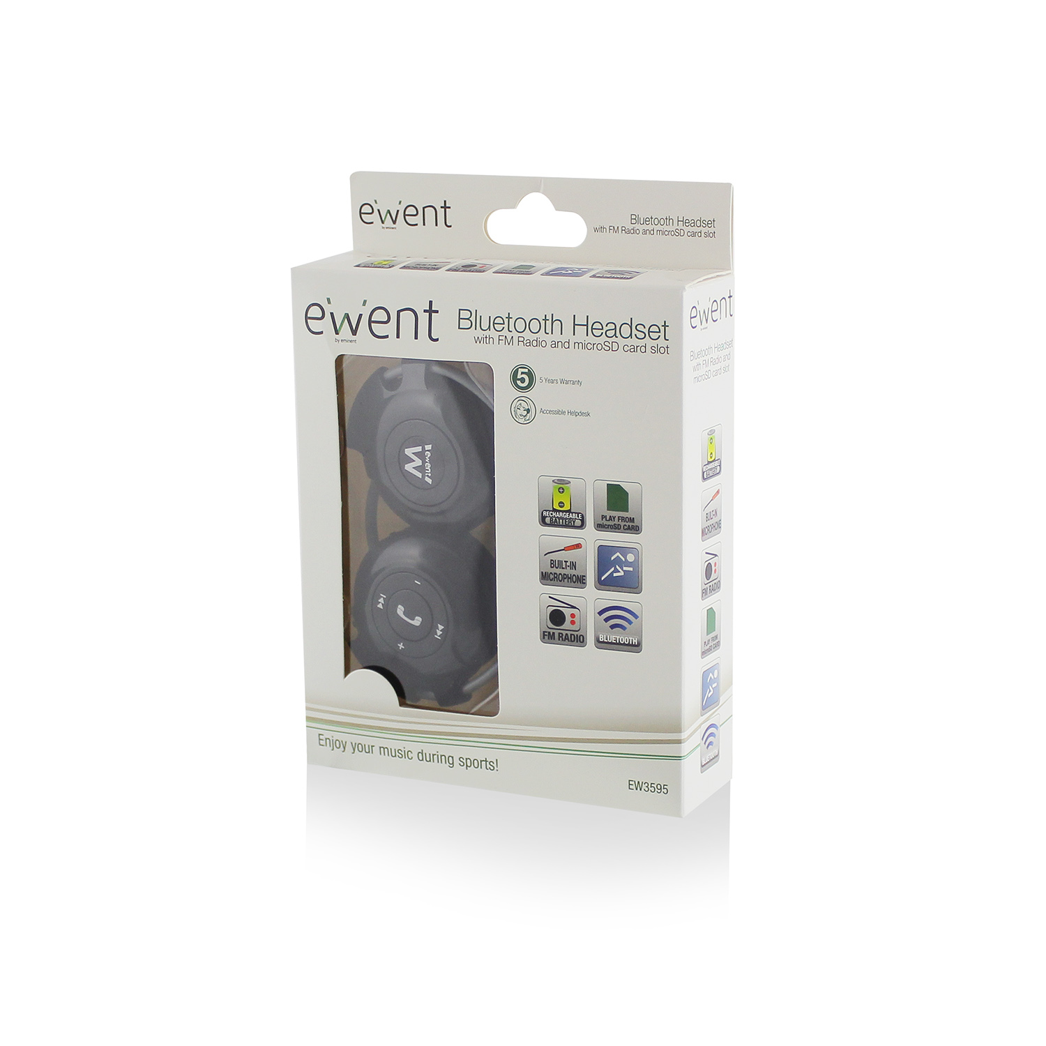 Ewent EW3595 headphones/headset Wired & Wireless Neck-band Calls/Music Bluetooth Black – image 4
