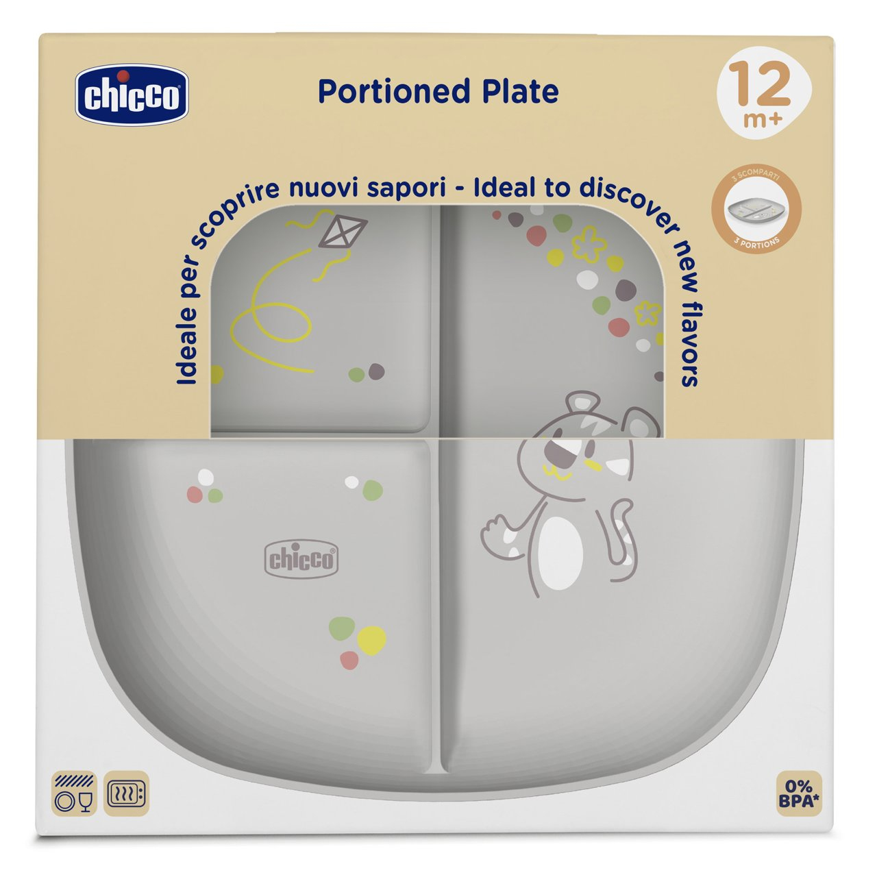 Resim Chicco Bebek Tabağı, Gri, 00016003350000