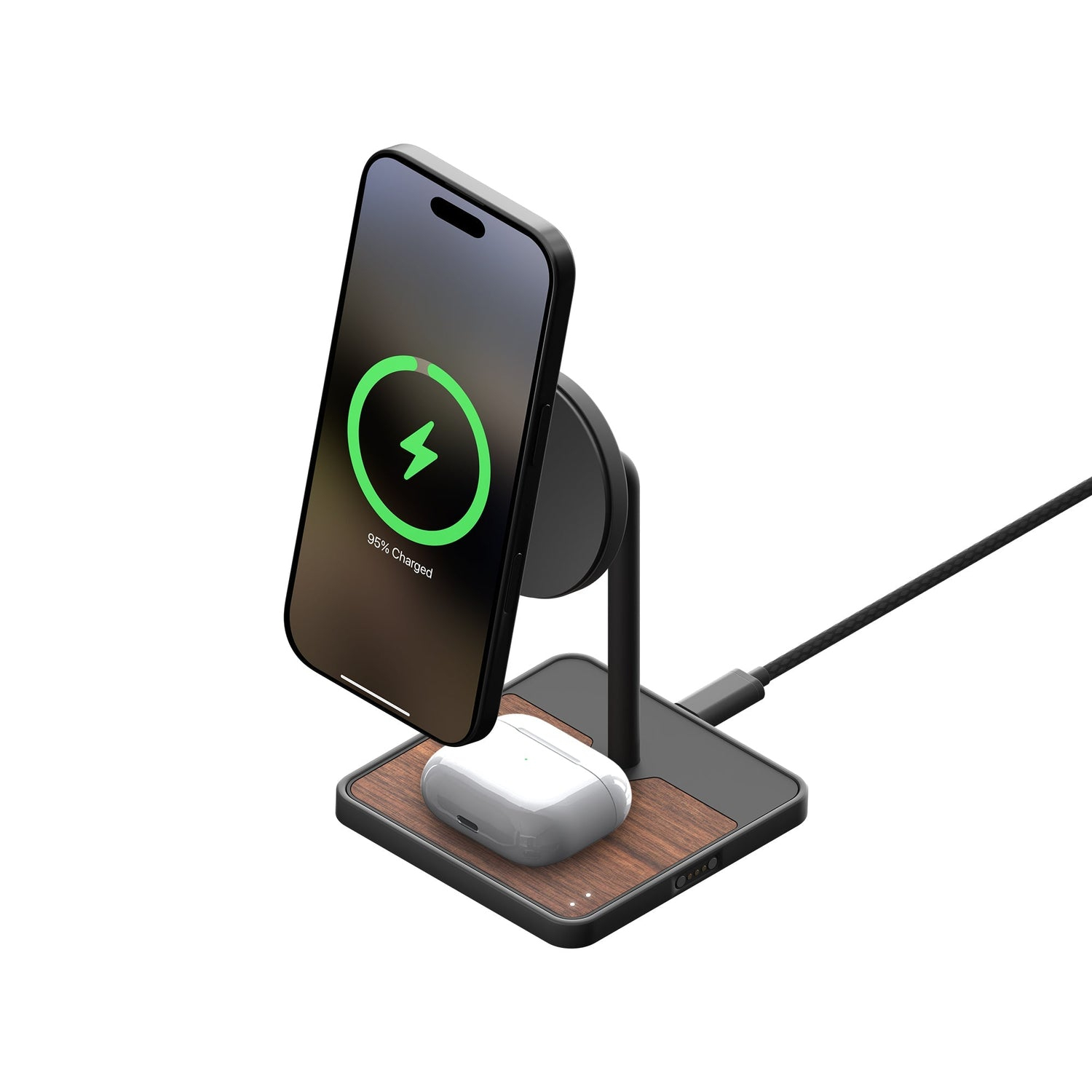 Mous Charging Stand with Qi2 — Walnut