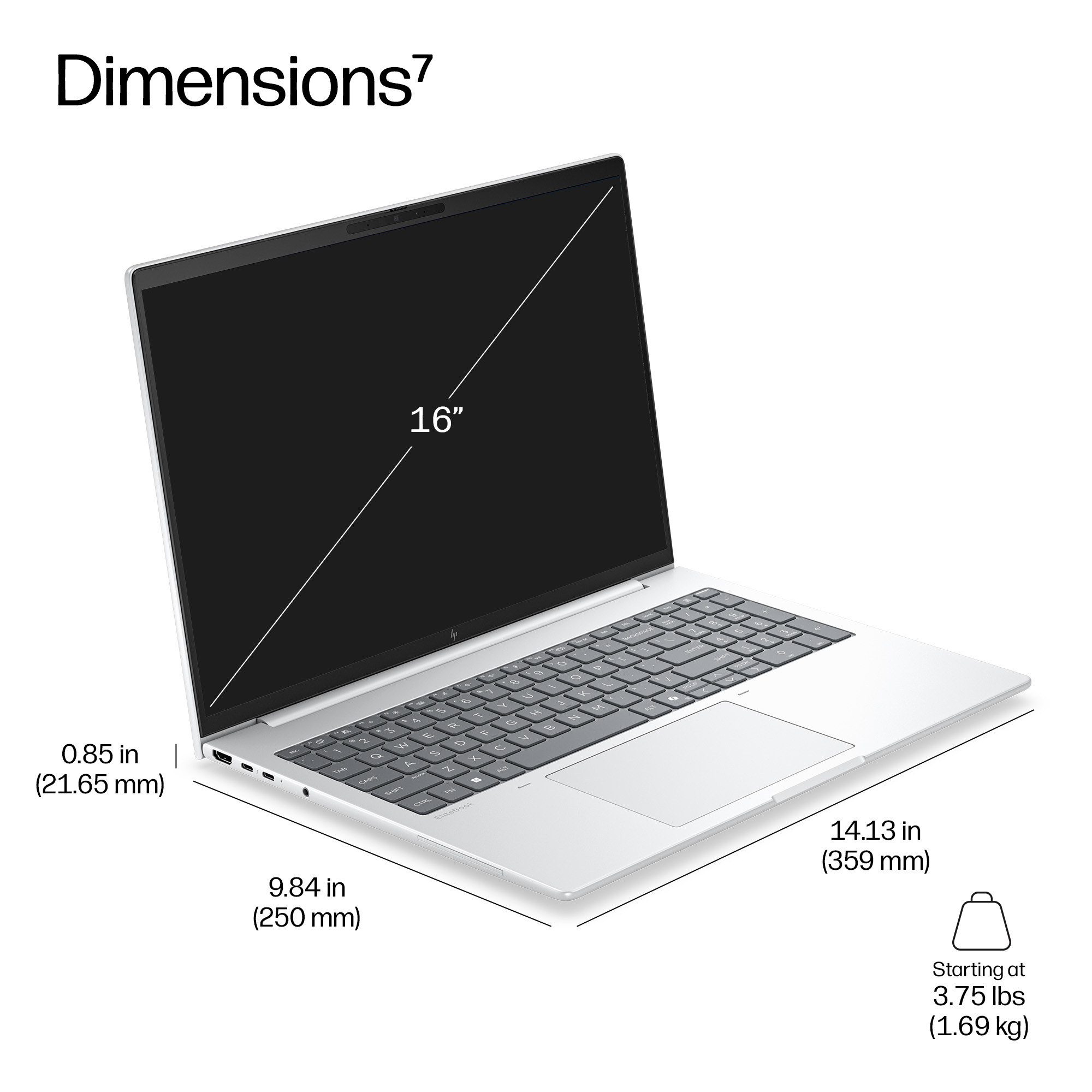 HP DK4W0AT laptop Copilot+ PC Intel Core Ultra 7 40.6 cm (16″) WUXGA 16 GB LPDDR5x-SDRAM 512 GB SSD Wi-Fi 7 (802.11be) Windows 11 Pro Silver image 6
