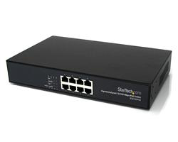 StarTech.com 8 Port 10/100 PSE Industrial Power over Ethernet Switch - All 8 Ports PoE