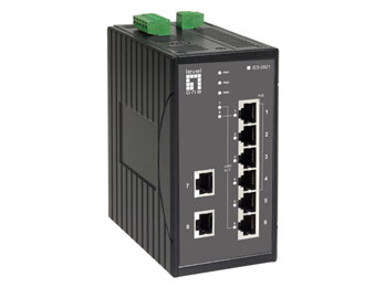 LevelOne 4 x 802.3af PoE + 4 FE Unmanaged Switch -40 ~ 75C, DIN-rail