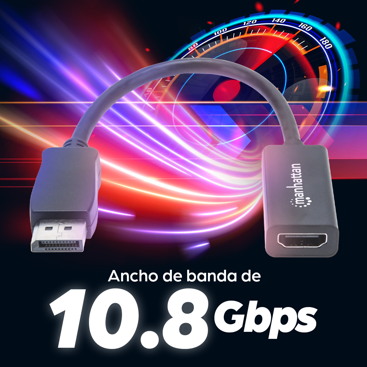 Adaptador de Video DisplayPort a HDMI 15cm Manhattan 151634, Color Negro