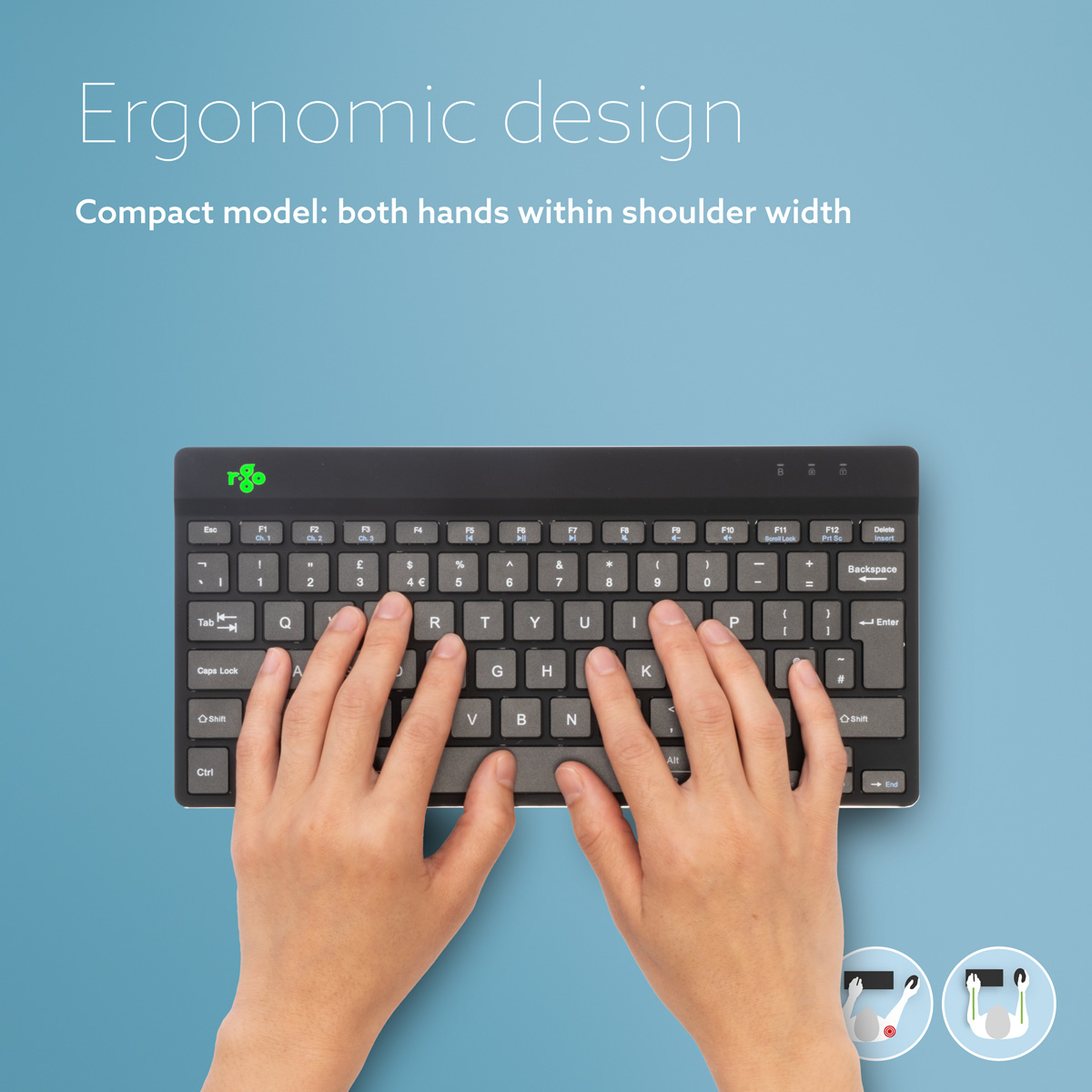 R-Go Tools Ergonomic keyboard R-Go Compact Break, compact keyboard with break software, AZERTY (BE), Bluetooth, black – image 9