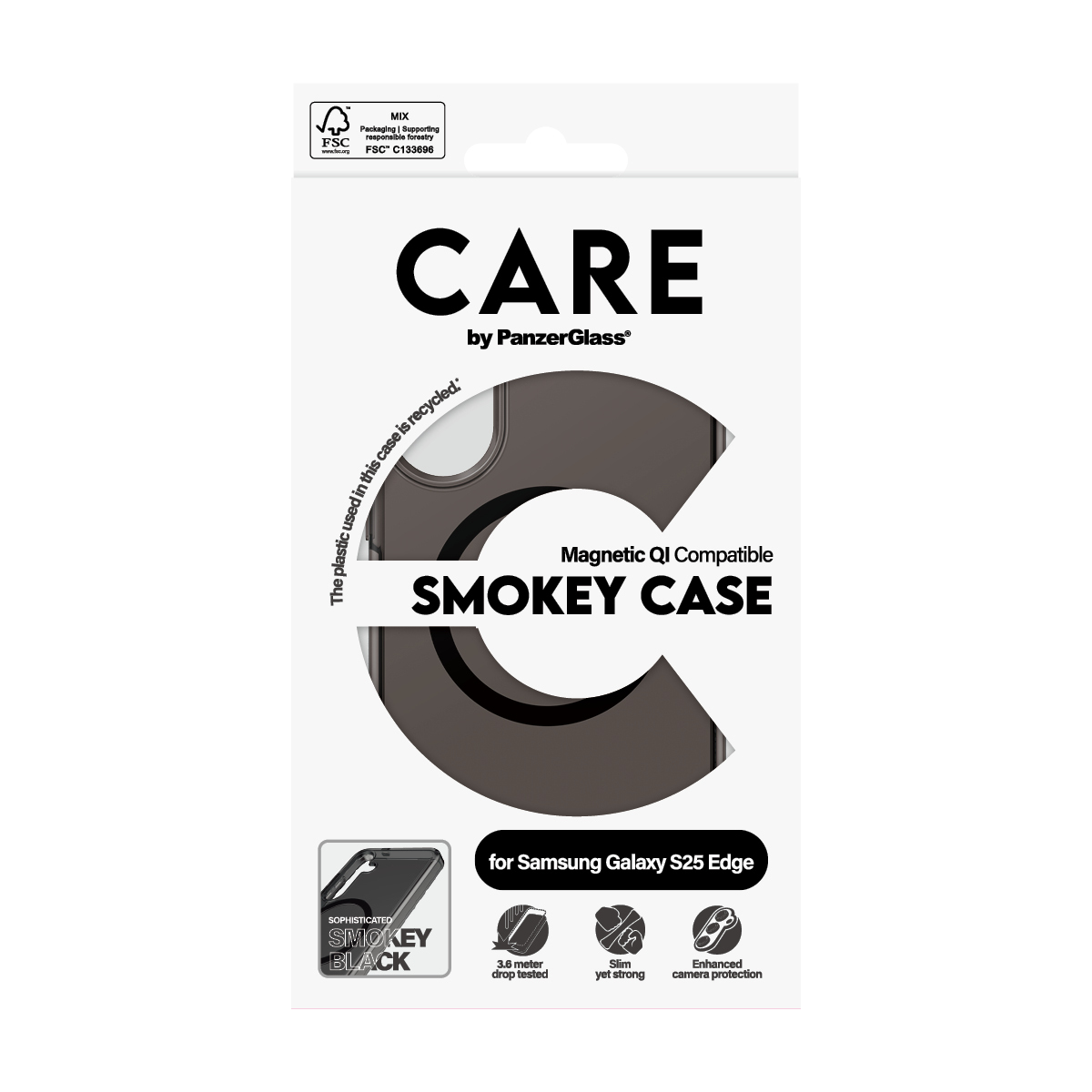 PanzerGlass CARE™ by PanzerGlass® Smokey Case w. Black Qi Compatible Samsung S25 Edge – image 3