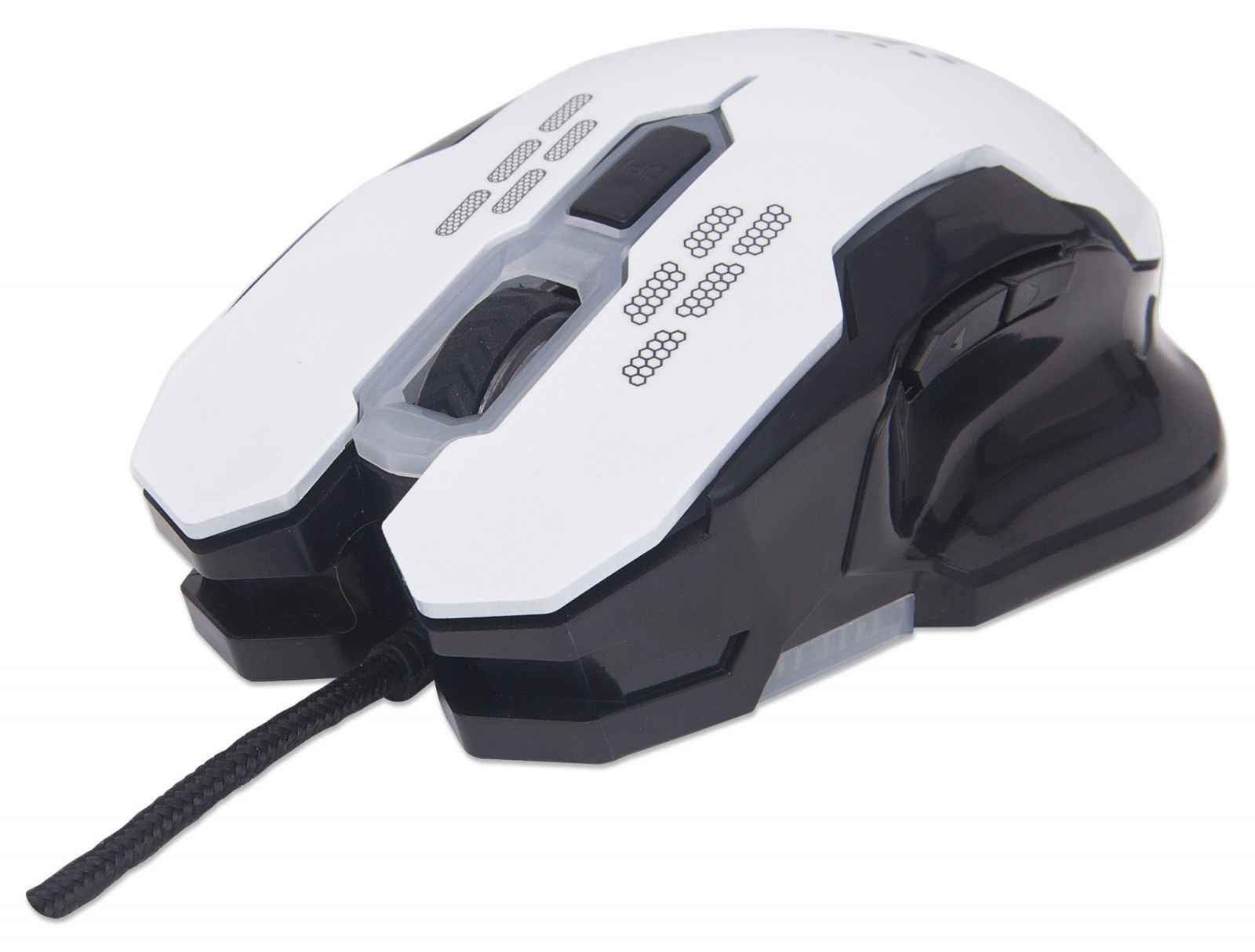 Manhattan Gaming USB Wired Mouse, White, Adjustable DPI (800, 1200, 1600 or 2400dpi), USB-A, Optical, LED lighting, Six Button with Scroll Wheel, Low friction b – image 3