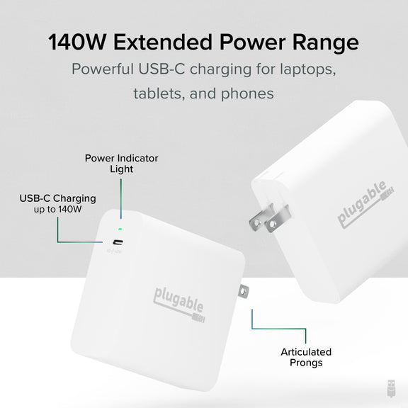 Plugable Technologies PS-EPR-140C1 mobile device charger Universal White AC Fast charging Indoor – image 2