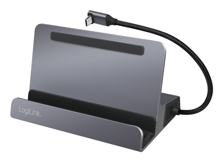 LogiLink UA0408 mobile device dock station Universal Black, Silver – image 1