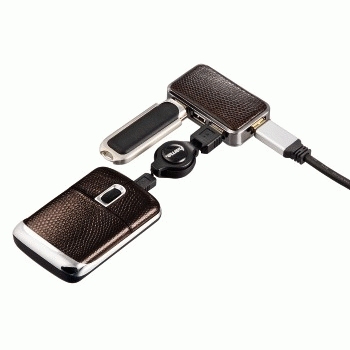 Hama USB Hub 1:4, brown – image 2