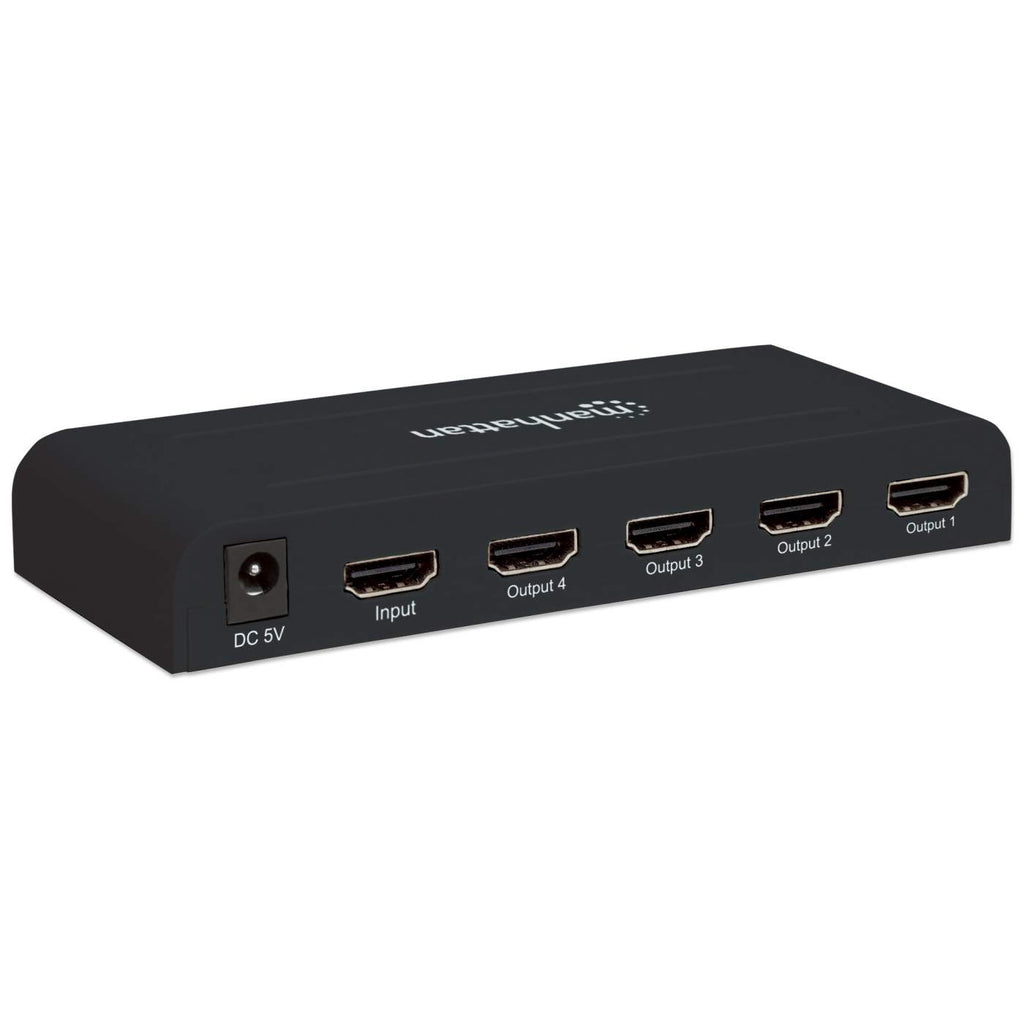 Manhattan HDMI Splitter, 4-Port, 4K@30Hz, AC Powered, Black, Three Year Warranty, Boxed (With Euro 2-pin plug) – image 5