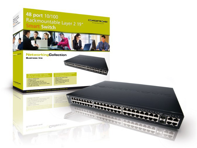 Conceptronic 48 port 10/100 Rackmountable Layer 2 19" Smart Switch – image 2