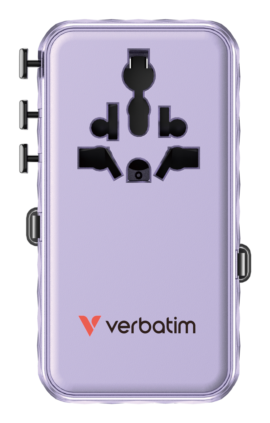 صورة شاحن سفر عالمي Verbatim 30188 Charge 'n' Travel 70W 2 منافذ، بنفسجي