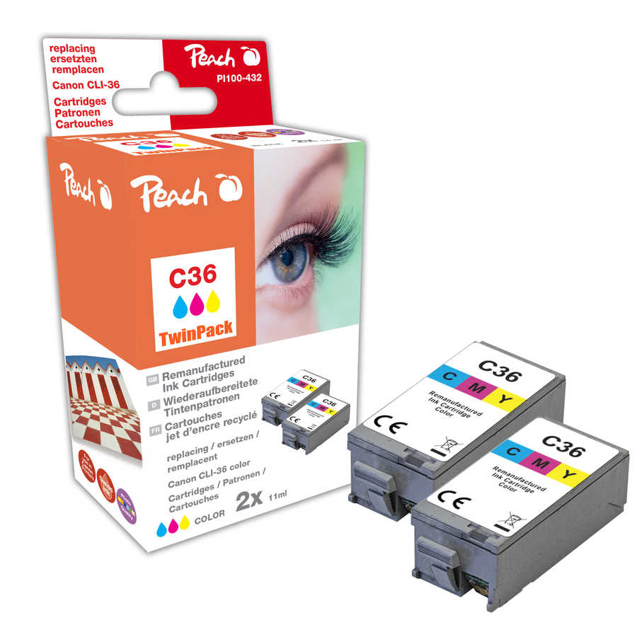 Peach PI100-432 ink cartridge 1 pc(s) Compatible Cyan, Magenta, Yellow