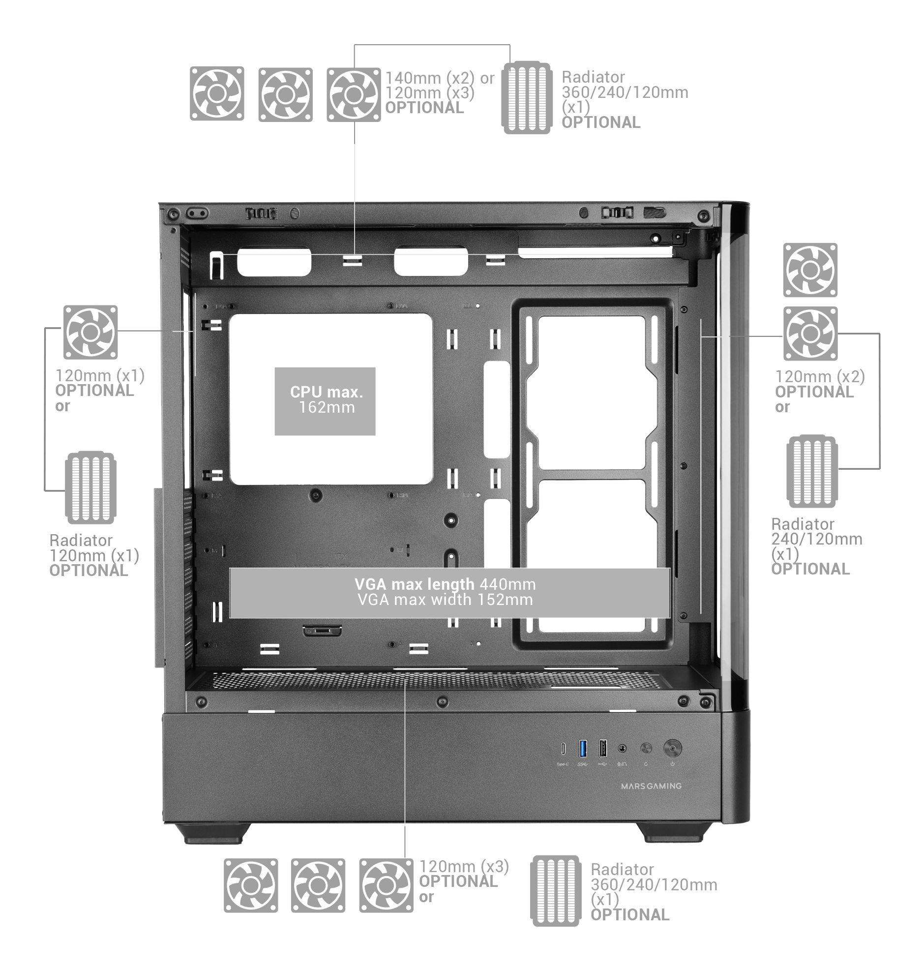Mars Gaming MCLCDPRO computer case Midi Tower Black – image 8