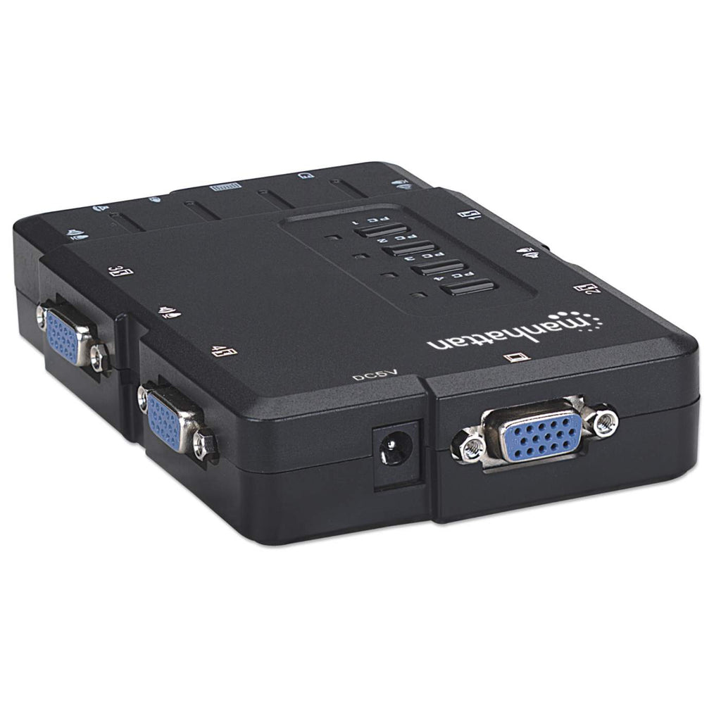 Manhattan KVM Switch Compact 4-Port, 4x USB-A, Cables included, Audio Support, Control 4x computers from one pc/mouse/screen, Black, Lifetime Warranty, Boxed – image 5