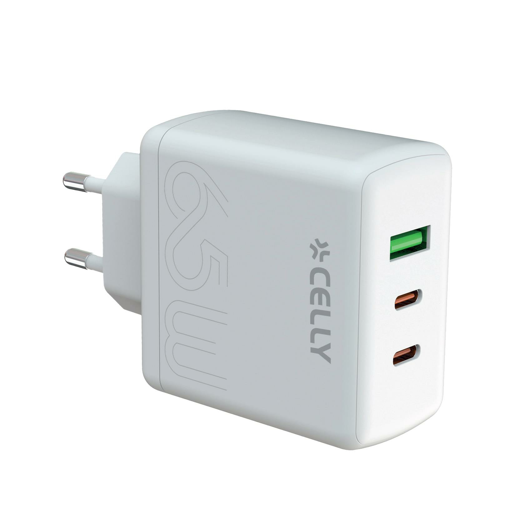 Celly TC3GAN65WEVOWH mobile device charger Smartphone, Tablet White AC Fast charging Indoor