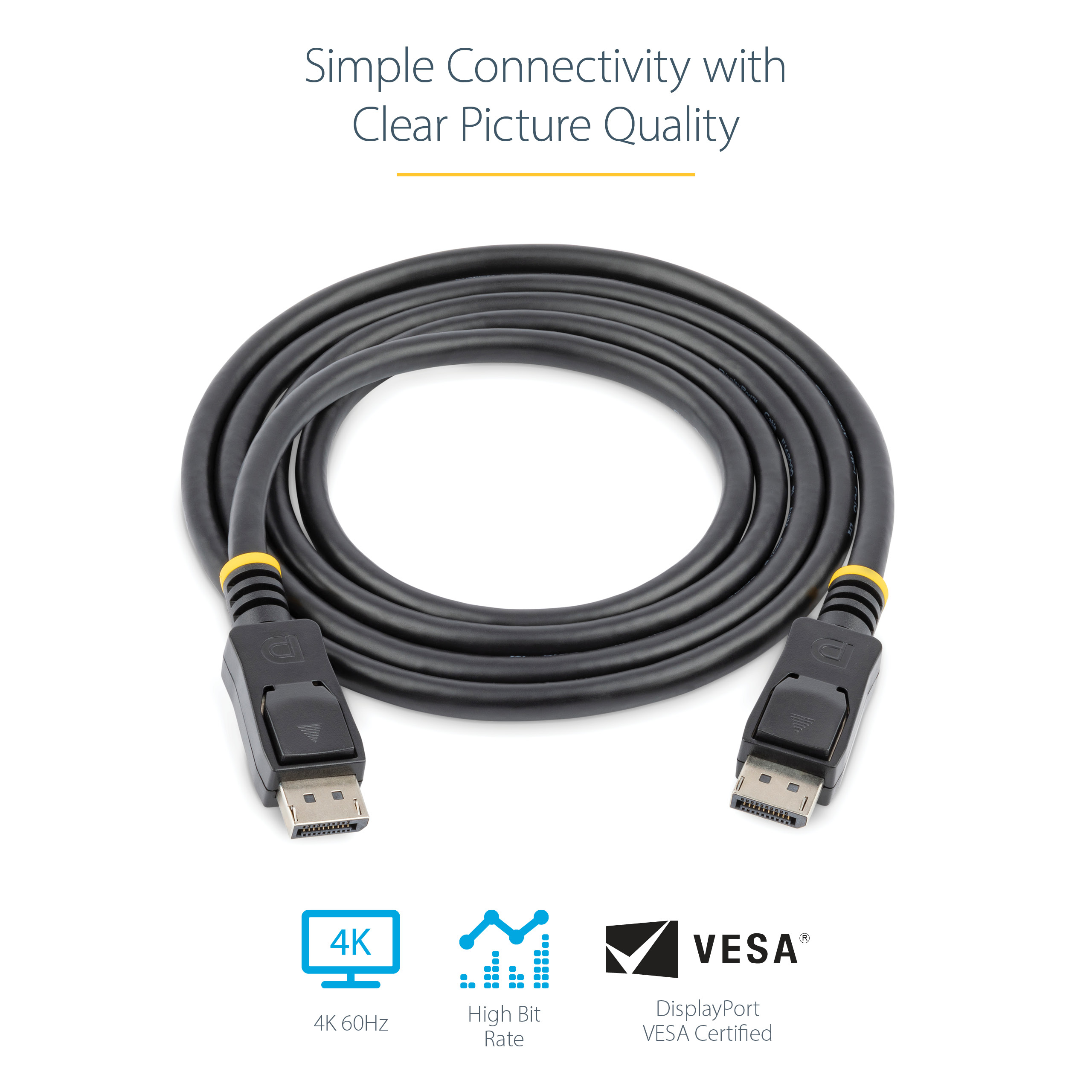 صورة حزمة StarTech.com المكونة من 10 كابلات DisplayPort 1.2 بطول 6 أقدام (1.82 متر)، أسود