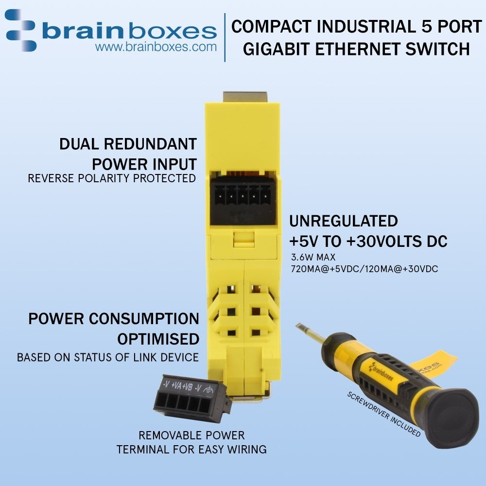Brainboxes Industrial 5 Port Gigabit Ethernet Switch – image 5