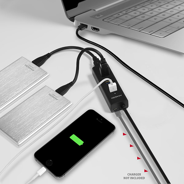 Axagon HUE-S2BL 4x USB 3.0 CHARGING hub w. 1.2m cable, power micro USB – image 3