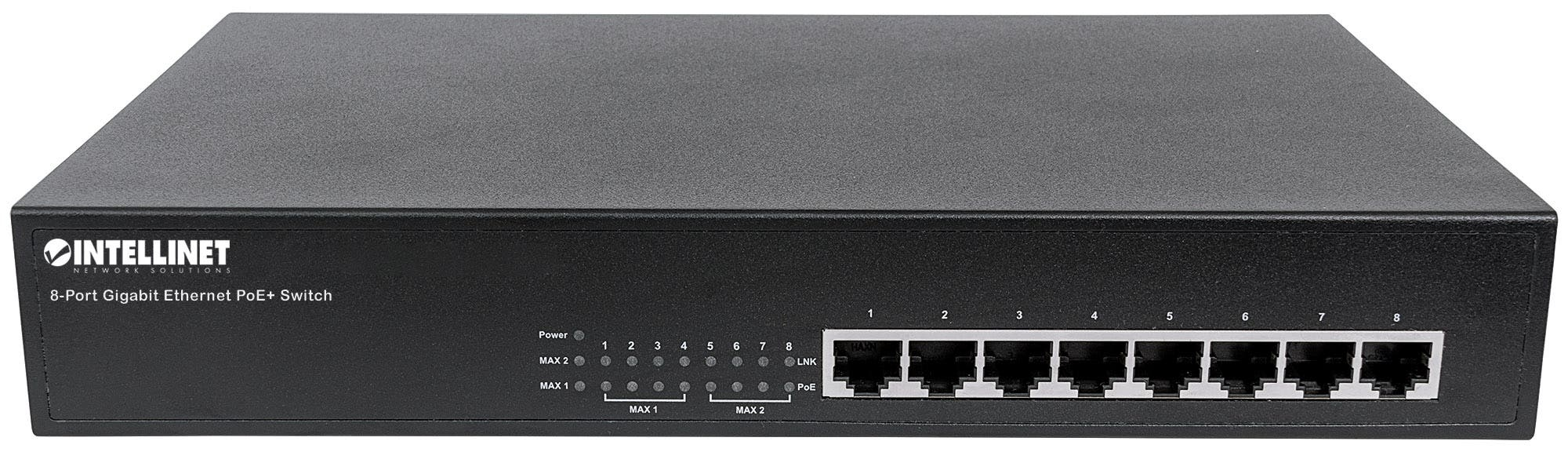 Intellinet 8-Port Gigabit Ethernet PoE+ Switch, 8 x PoE ports, IEEE 802.3at/af Power-over-Ethernet (PoE+/PoE), Endspan, Desktop (UK power cord) – image 3