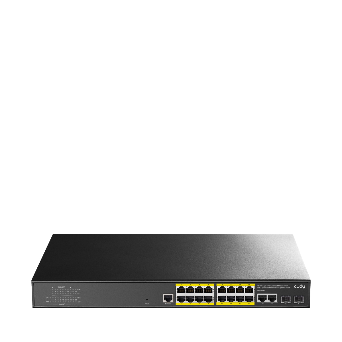 Cudy 16-Port Gigabit Managed PoE+ Switch with 2 Uplink GbE Ports and 2 SFP, GS2018PS2 1.0