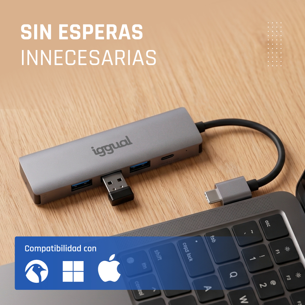 iggual IGG320778 laptop dock/port replicator Wired USB 3.2 Gen 1 (3.1 Gen 1) Type-A Grey – image 4