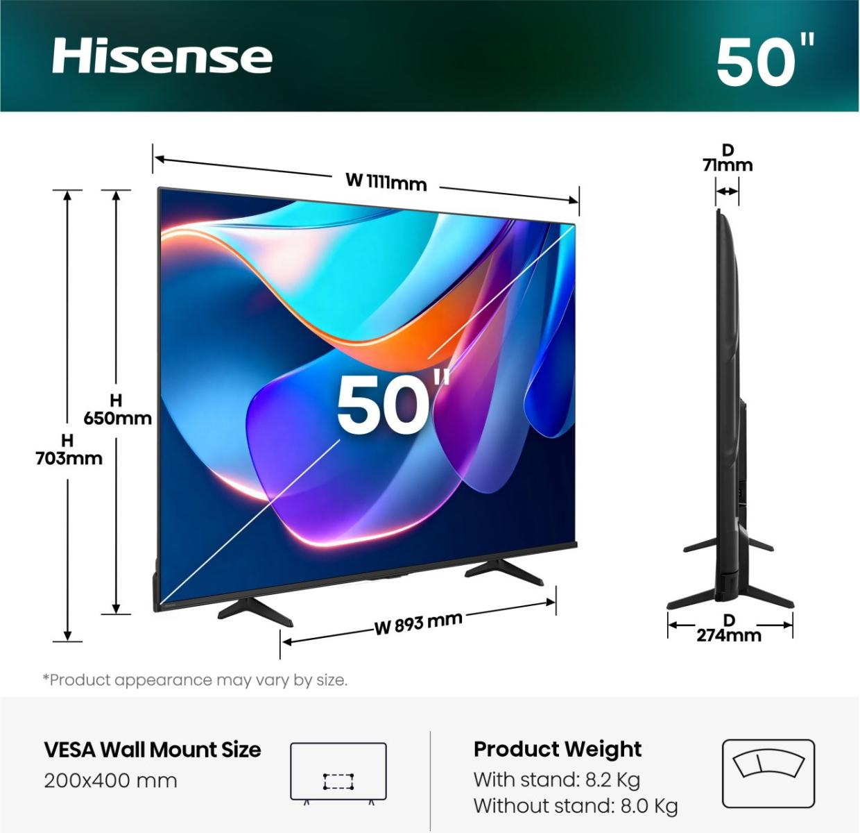 Télévision HISENSE 50A6S (2026) 50 UHD 4K Smart TV — photo 2
